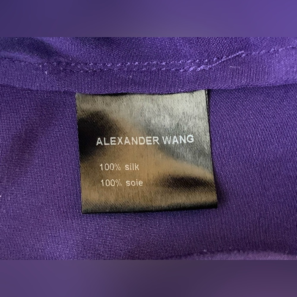 Alexander Wang size 2 100% silk designer purple tank top - Picture 6 of 7